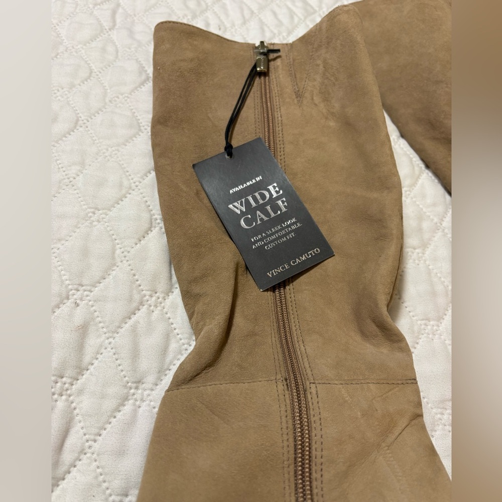 Vince Camuto Tressara Tan Wide Calf Heeled Boots NWT - Picture 4 of 9